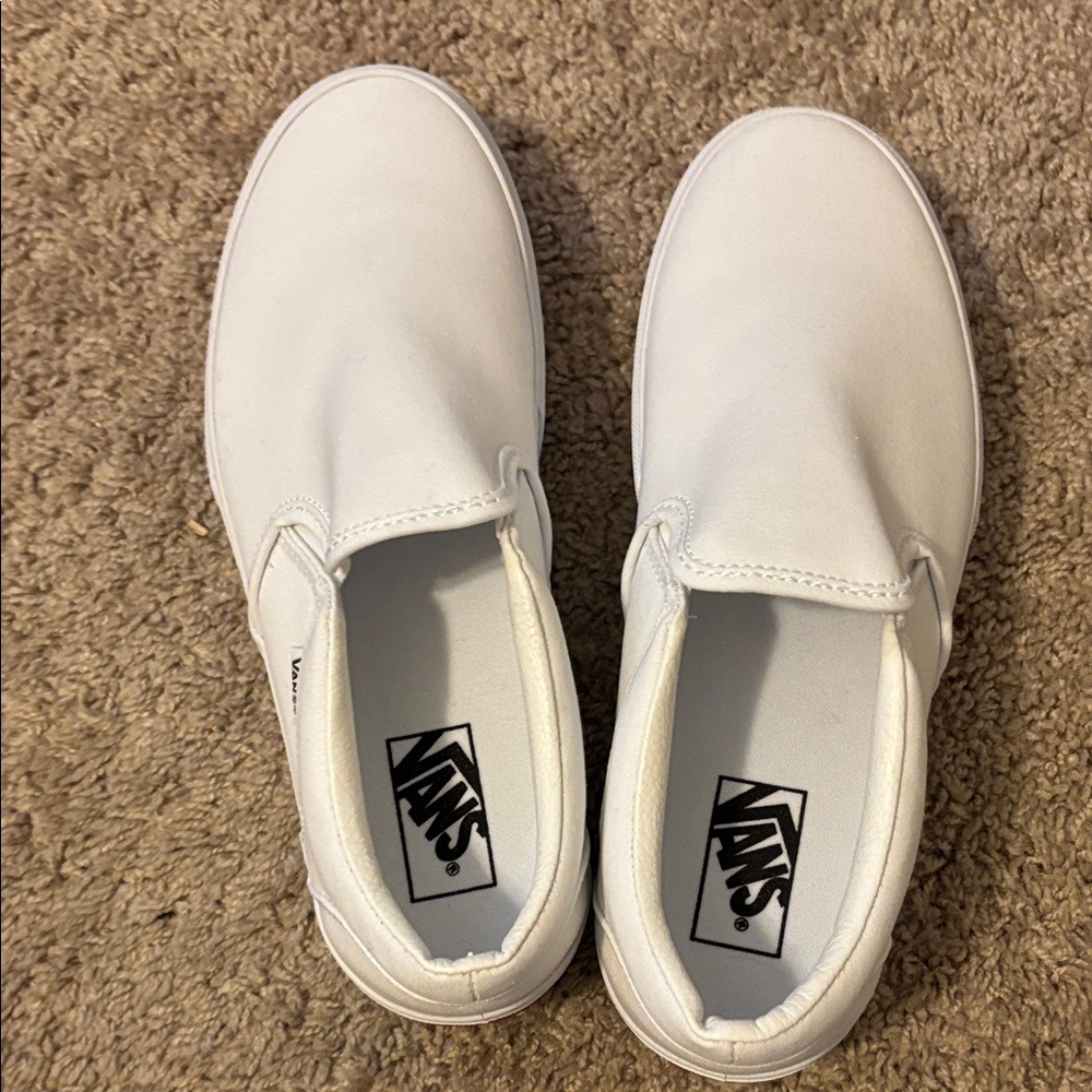 Vans White Slip-On Canvas Loafers Womens Size 10 New